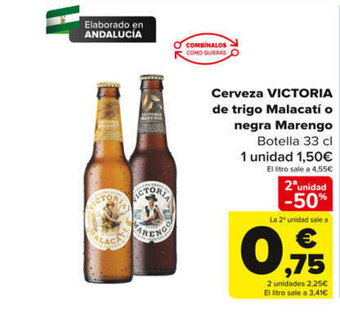 Carrefour Cerveza VICTORIA de trigo Malacatí o negra Marengo oferta