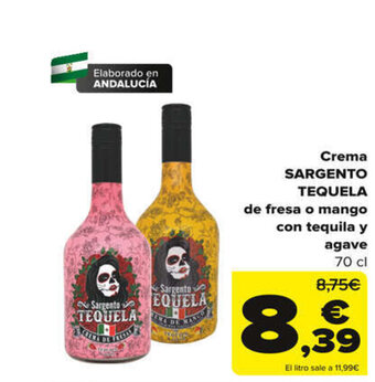 Carrefour Crema SARGENTO TEQUELA de fresa o mango con tequila y agave oferta
