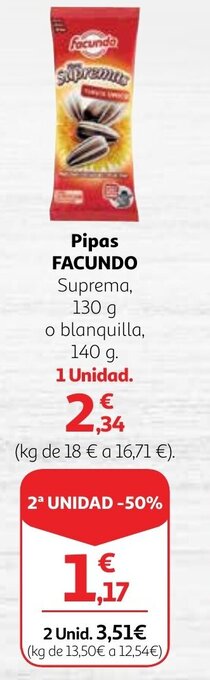 Alcampo Pipas FACUNDO oferta
