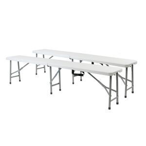Brico Depôt Set 2 bancos plegables y portátiles gardiun new koln 180x29x43 cm de resina oferta