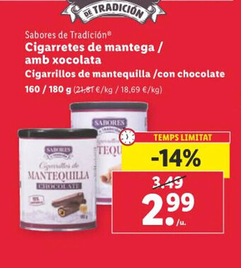 Lidl Cigarrillos de mantequilla /con chocolate oferta