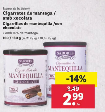 Lidl Cigarretes de mantega / amb xocolata Cigarrillos de mantequilla /con chocolate oferta