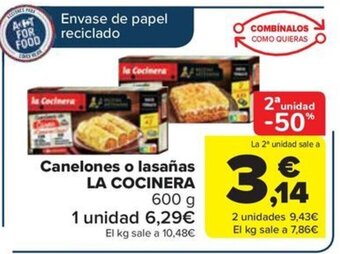 Carrefour Canelones o lasañas LA COCINERA 600 g oferta