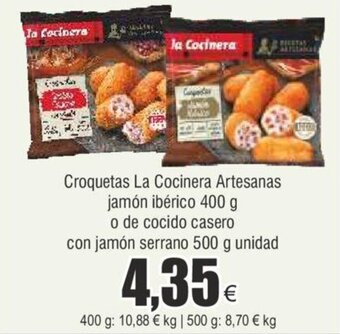FROIZ Croquetas La Cocinera Artesanas jamón ibérico 400 g o de cocido casero con jamón serrano 500 g unidad oferta