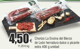 FROIZ Chorizo La Encina del Bierzo de León herradura dulce o picante extra 400 g unidad oferta