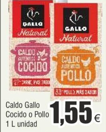 FROIZ Caldo Gallo Cocido o Pollo 1 L unidad oferta