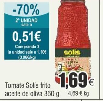 FROIZ Tomate Solís frito aceite de oliva 360 g 4,69 € kg oferta