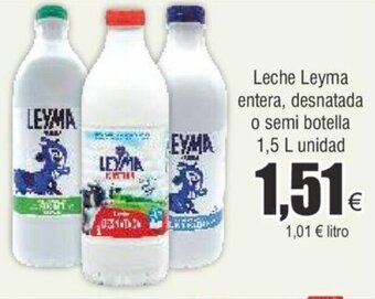FROIZ Leche Leyma entera, desnatada o semi botella 1,5 L unidad oferta