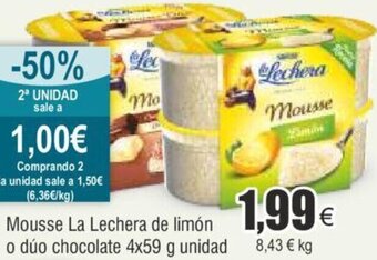 FROIZ Mousse La Lechera de limón o dúo chocolate 4x59 g unidad oferta