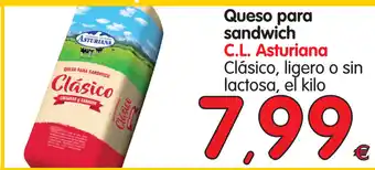 Alimerka C.L. Asturiana Queso para sandwich Clásico, ligero o sin lactosa,, el kilo oferta