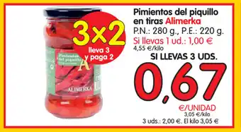 Alimerka Alimerka Pimientos del piquillo en tiras 280g oferta
