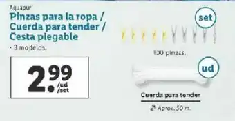 Lidl Pinzas para la ropa / Cuerda para tender / Cesta plegable 3 modelos oferta