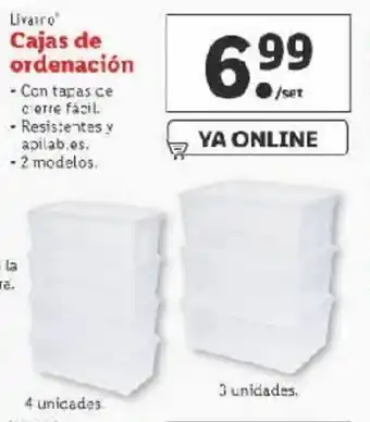 Lidl Livarro Cajas de oredenación oferta
