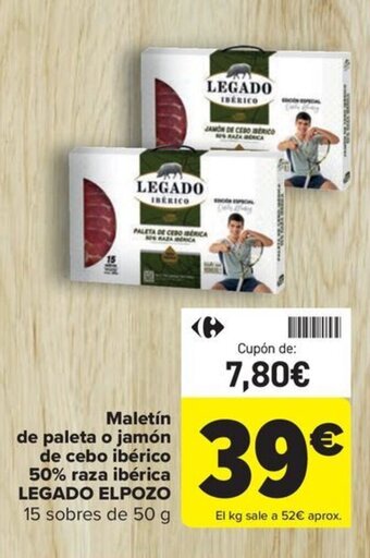 Carrefour Market Maletín de paleta o jamón de cebo ibérico 50% raza ibérica LEGADO ELPOZO oferta