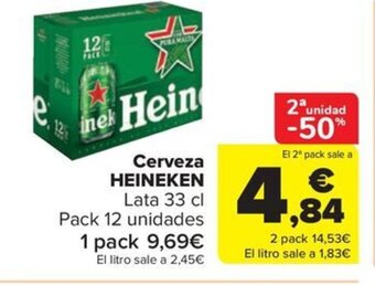 Carrefour Market Cerveza HEINEKEN Lata 33 cl oferta