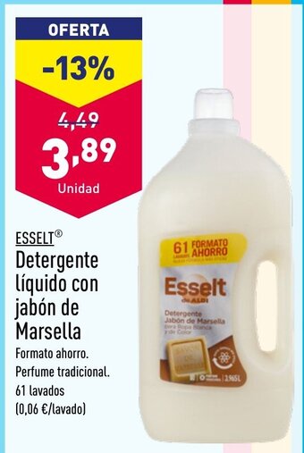 ALDI ESSELT Detergente líquido con jabón de Marsella oferta