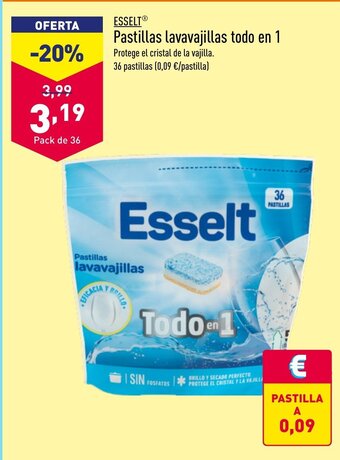ALDI ESSELT Pastillas lavavajillas todo en 1 oferta