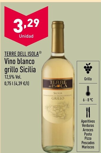 ALDI TERRE DELL ISOLA Vino blanco grillo Sicilia oferta