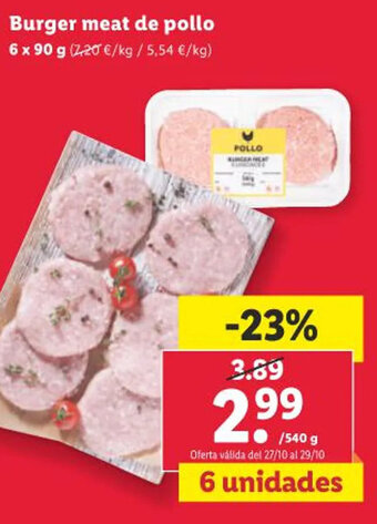 Lidl Burger meat de pollo oferta