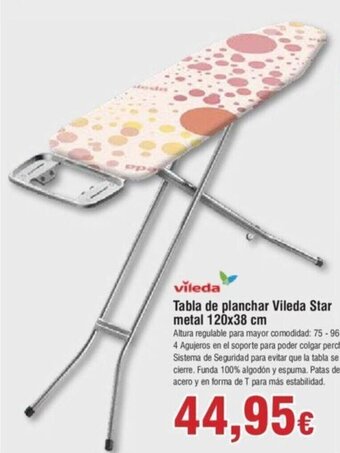 FROIZ Tabla de planchar Vileda Star metal 120x38 cm oferta