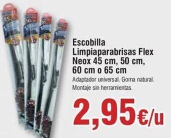 FROIZ Escobilla Limpiaparabrisas Flex Neox 45 cm, 50 cm, 60 cm o 65 cm Adaptador universal. Goma natural. Montaje sin herramientas. oferta