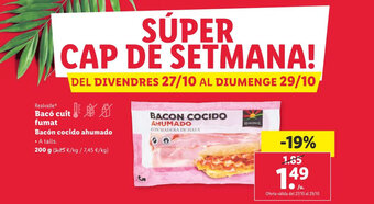 Lidl Bacón cocido ahumado oferta