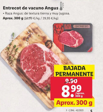 Lidl Entrecot de vacuno Angus oferta