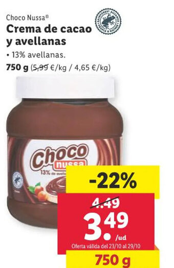 Lidl Crema de cacao y avellanas oferta
