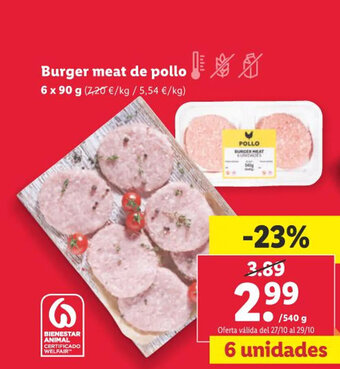 Lidl Burger meat de pollo oferta
