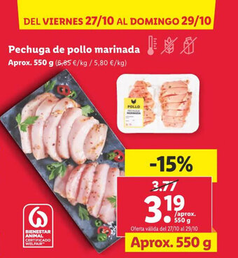 Lidl Pechuga de pollo marinada oferta