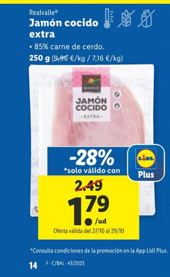 Lidl Jamón cocido extra oferta