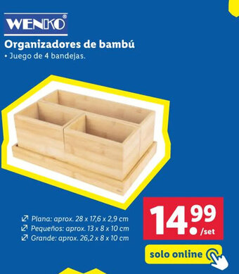 Lidl Organizadores de bambú • Juego de 4 bandejas. oferta