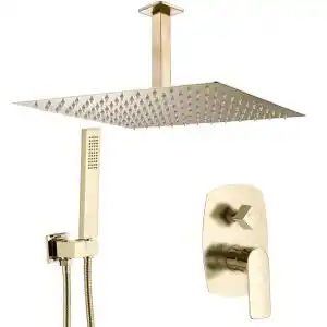 Brico Depôt Ducha empotrada monomando a pared a techo dorado cepillado serie esla - 20cm oferta