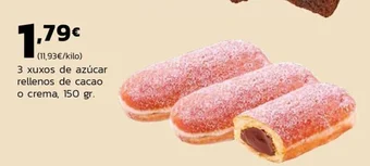 Supermercados Lupa 3 xuxos de azúcar rellenos de cacao o crema, 150 gr. oferta