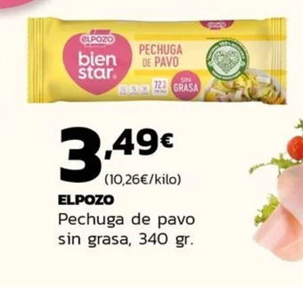 Supermercados Lupa ELPOZO Pechuga de pavo sin grasa, 340 gr. oferta