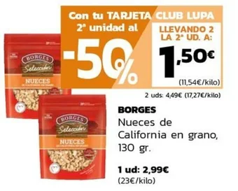 Supermercados Lupa BORGES Nueces de California en grano, 130 gr. oferta