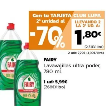 Supermercados Lupa FAIRY Lavavajillas ultra poder, 780 ml. oferta