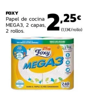 Supermercados Lupa FOXY Papel de cocina MEGA3, 2 capas, 2 rollos. oferta