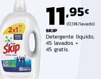 Supermercados Lupa SKIP Detergente líquido, 45 lavados + 45 gratis. oferta