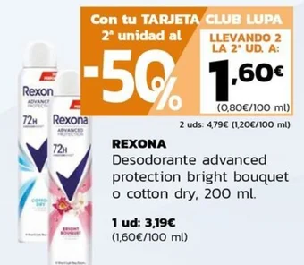 Supermercados Lupa REXONA Desodorante advanced protection bright bouquet o cotton dry, 200 ml. oferta