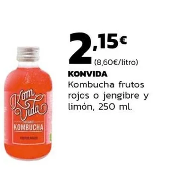Supermercados Lupa KOMVIDA Kombucha frutos rojos o jengibre y limón, 250 ml. oferta