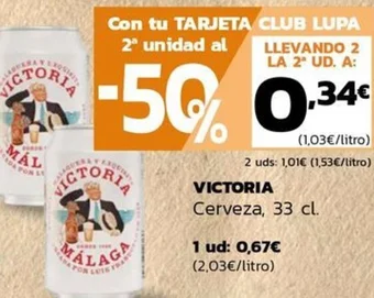 Supermercados Lupa VICTORIA Cerveza, 33 cl. oferta