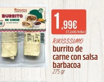 Supermercados Lupa RIKISSSIMO burrito de carne con salsa barbacoa 275 gr oferta