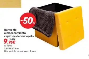 Espaço Casa Banco de almacenamiento capitoné de terciopelo oferta