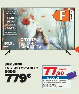 Carrefour SAMSUNG TV 75CU7175UXXC oferta