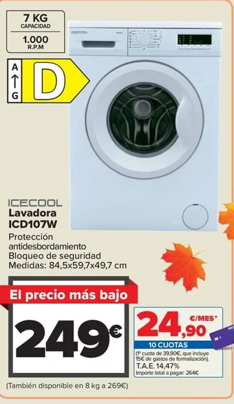 Carrefour ICECOOL Lavadora ICD107W oferta