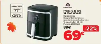 Carrefour Freidora de aire XL MAF1800-22 oferta