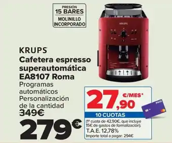Carrefour KRUPS Cafetera espresso superautomática EA8107 Roma oferta