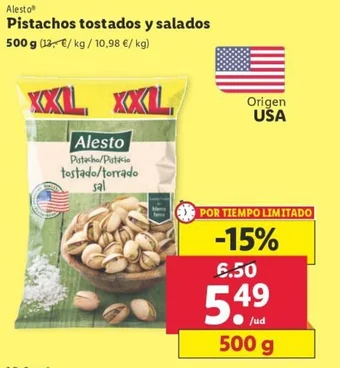 Lidl Pistachos tostados y salados oferta