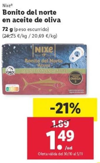 Lidl Bonito del norte en aceite de oliva oferta